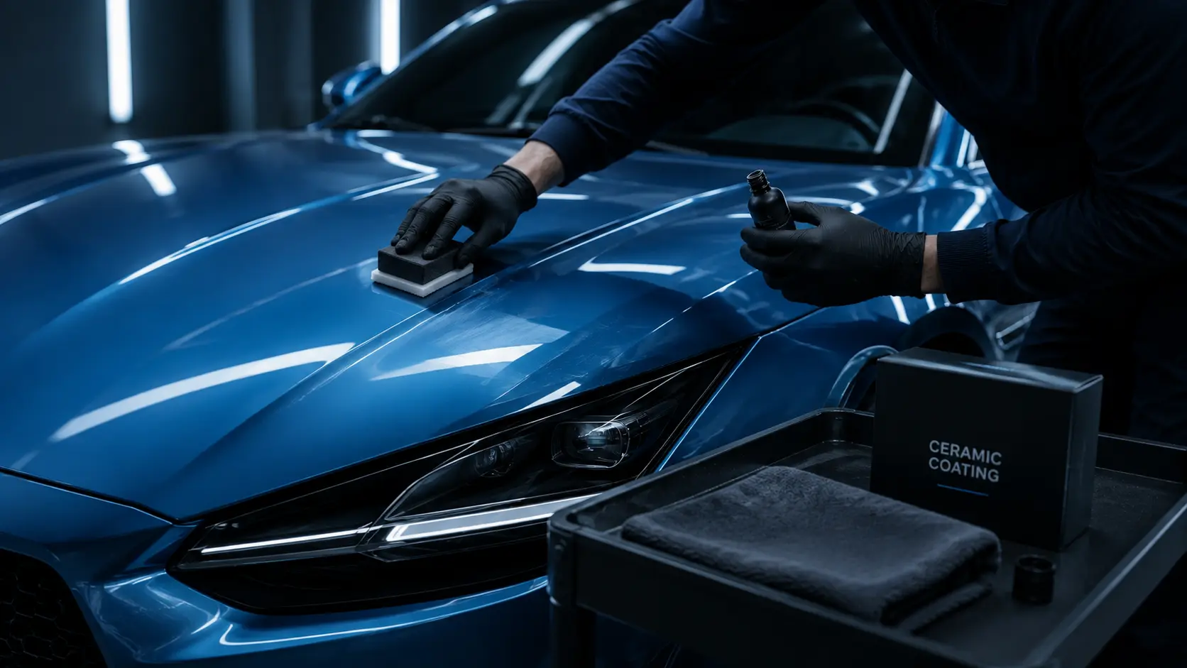 Technician working on a car.